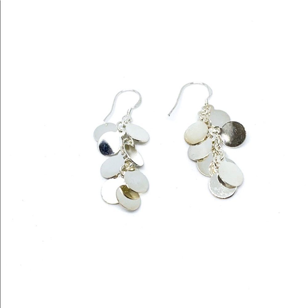 Silver Small Circle Post Dangle Earrings